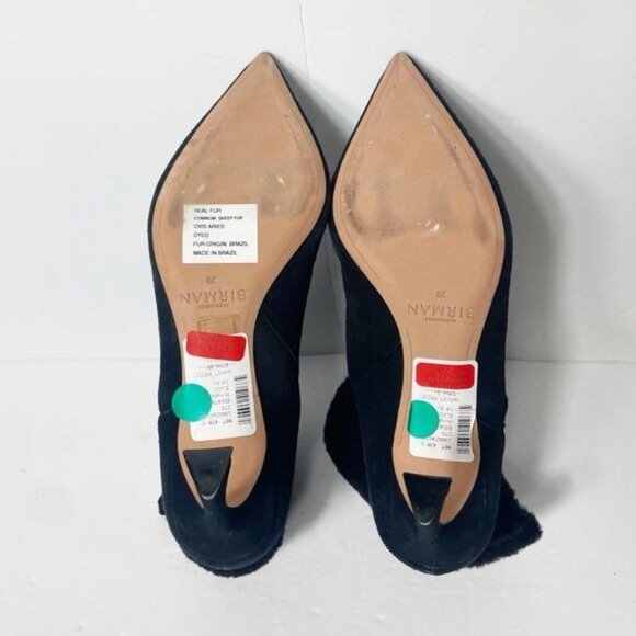 Alexandre Birman Mirabella 85 Curvy Shearling Suede Booties IT 39 / US 8-8.5 Bla - Picture 14 of 16